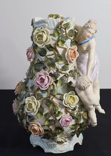 Meissen Style Porcelain Figural Vase