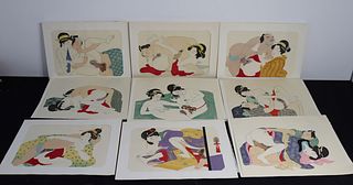 Book Of 9 Japanese Erotica Prints.