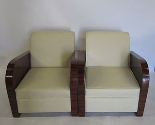 A Pair Of Art Deco Leather Upholstered Club