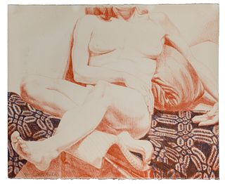 Philip Pearlstein (American, b.1924) 'Girl on a Blue Coverlet' Lithograph