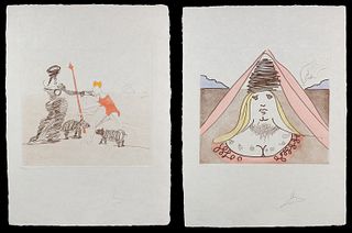 Salvador Dali (Spanish, 1904-1989) 'Pastorale' and 'The Lady Dulcinea' Color Etchings