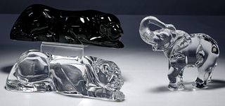 Baccarat Crystal Panthers and Elephant