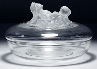 Lalique Crystal 'Ophelie' Covered Bowl