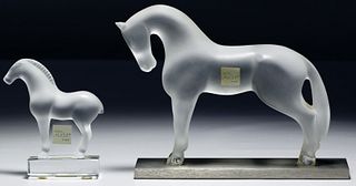 Lalique Crystal 'Siglavy' and 'Tang' Horse Figurines