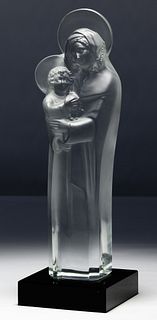 Lalique Crystal Madonna and Child Sculpture