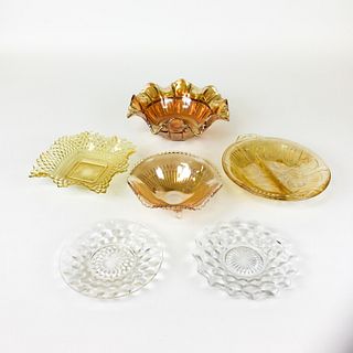 Group of Luster Glass Bowls & Small Glass Plates