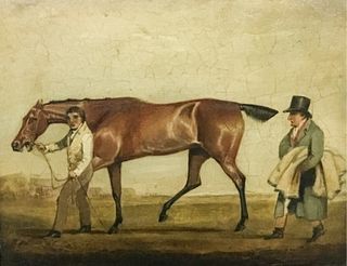 19th Century Oil on Canvas Jockey & Owner