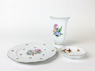 Group of Herend China - Vase - Candy Dish - Plate