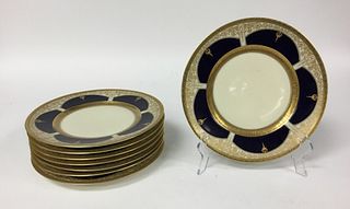 8 Hutschenreuther Cobalt & Gilt Service Plates
