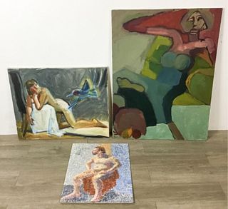 3 Nude Oil Paintings