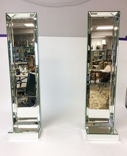 Pair of Glass Mirrored Wall Hangings