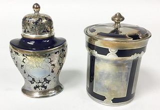 Lenox Silver Overlay Tea Caddy & Condiment Jar