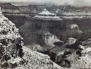 Black and white Photo of Canyon in Gold frame