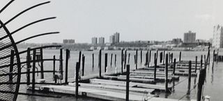 Black and White Photo of empty boat slips