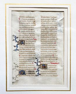 Illuminated Vellum Page from "Book of Hours"