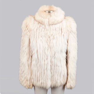 Abrigo corto en piel de zorro blanco de la marca Sagafox. Talla aproximada: Mediana.