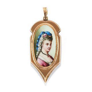 A low-carat gold and enamel pendant, first half of 20th Century