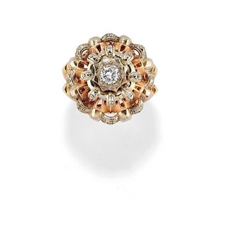 A 18K two-color gold and diamond ring, circa 1940