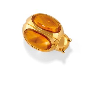 Pomellato - A 18K yellow gold and quartz brooch, Pomellato