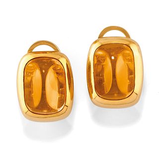 Pomellato - A 18K yellow gold and quartz earclips, Pomellato