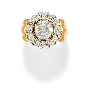 A 18K two-color gold and diamond ring