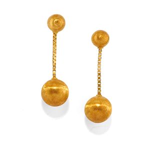 Mario Buccellati - A 18K yellow gold pendant earrings, Mario Buccellati