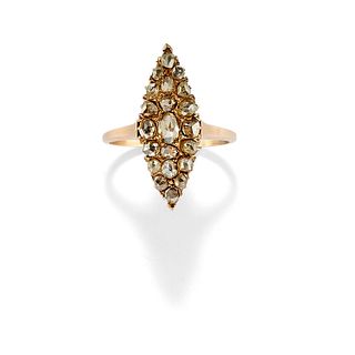 A 18K yellow gold and diamond ring, first half of 20th Century