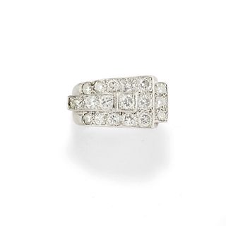 A 18K white and diamond ring, circa 1940