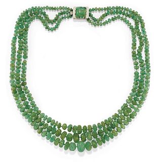 A 18K white gold and emerald necklace
