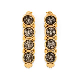 Marina B - A silver, 18K yellow gold and coins pendant earrings, Marina B.