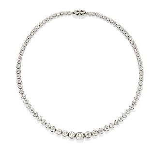 A 18K white gold and diamond necklace