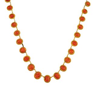 A 18K yellow gold and coral necklace, end of 19th Century