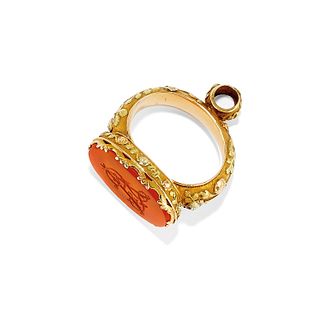 A 18K yellow gold and carnelian signet, 19th Century