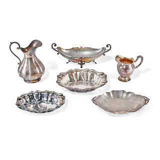 Six silver objects, Italy 20th Century