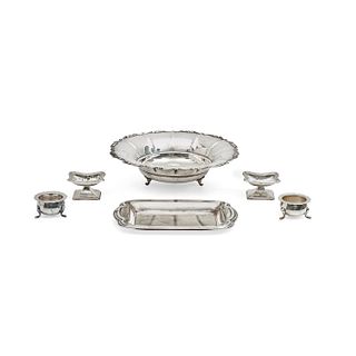Six silver and silver plated objects, Italy and England 20th Century