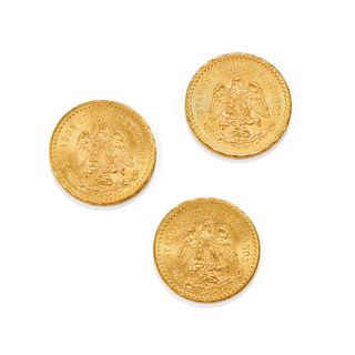 Three 18K yellow gold coins