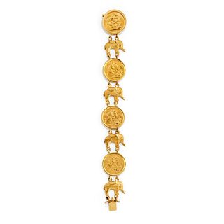 A 18K yellow gold and coins bracelet