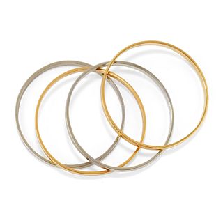 Four 18K two-color gold bangle
