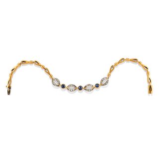 A 18K two-color gold, sapphire and diamond bracelet