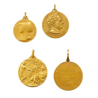 Four 18K yellow gold medals