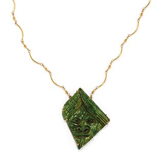 A 18K yellow gold and gemstone necklace with pendant