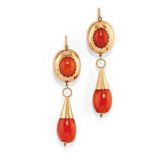 A low-carat gold and coral earclips