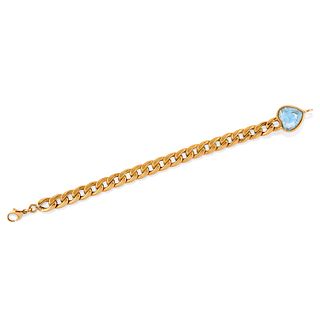 A 18K yellow gold and colored gemstone bracelet
