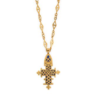 A 18K yellow gold and enamel necklace