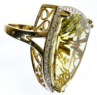 14k Yellow Gold and Citrine Ring