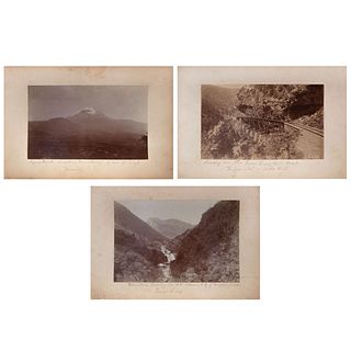 ALFRED BRIQUET, Infiernillo or Little Hell, Mountain y Popocatépetl, Unsigned, Albumen, 4.5 x 7.4" (11.5 x 18.8 cm) image of each, Pieces: 3
