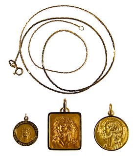 18k Gold and 14k Gold Necklace and Pendant Assortment