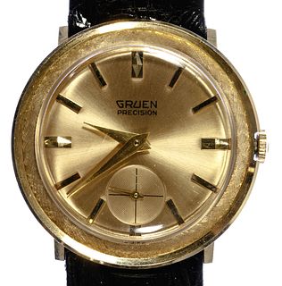 Gruen 14k Gold Case 'Precision' Wrist Watch