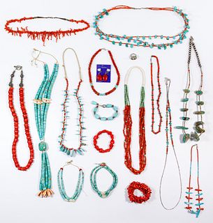 Turquoise and Coral Jewelry Assortment