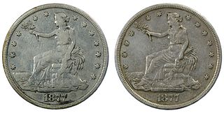 1877, 1877-S $1 F/VF